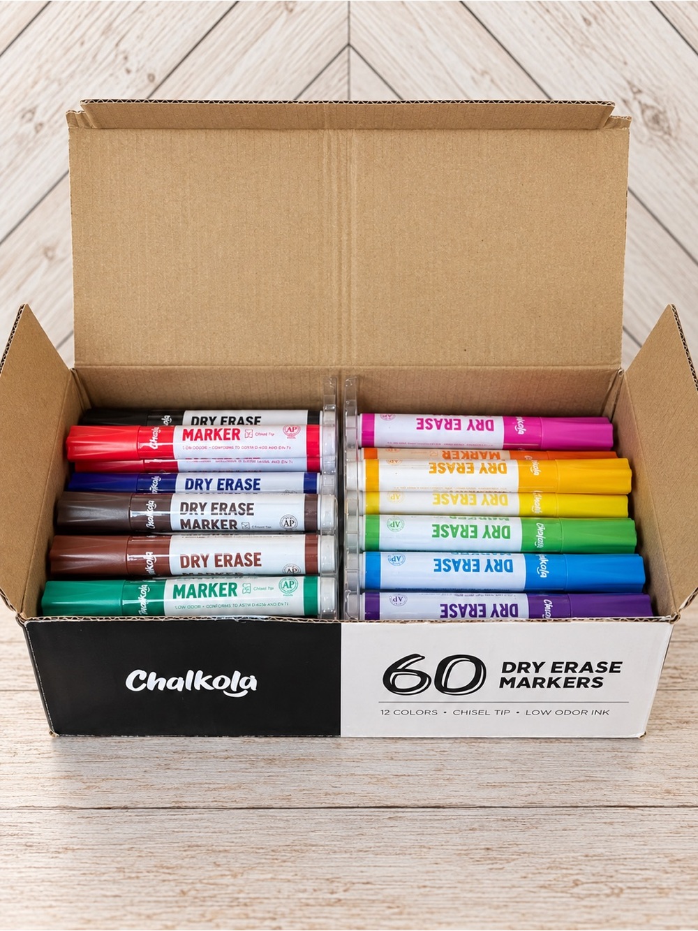 Chalkola Dry Erase Markers 53 Count 12 Colors Chisel Tip NEW